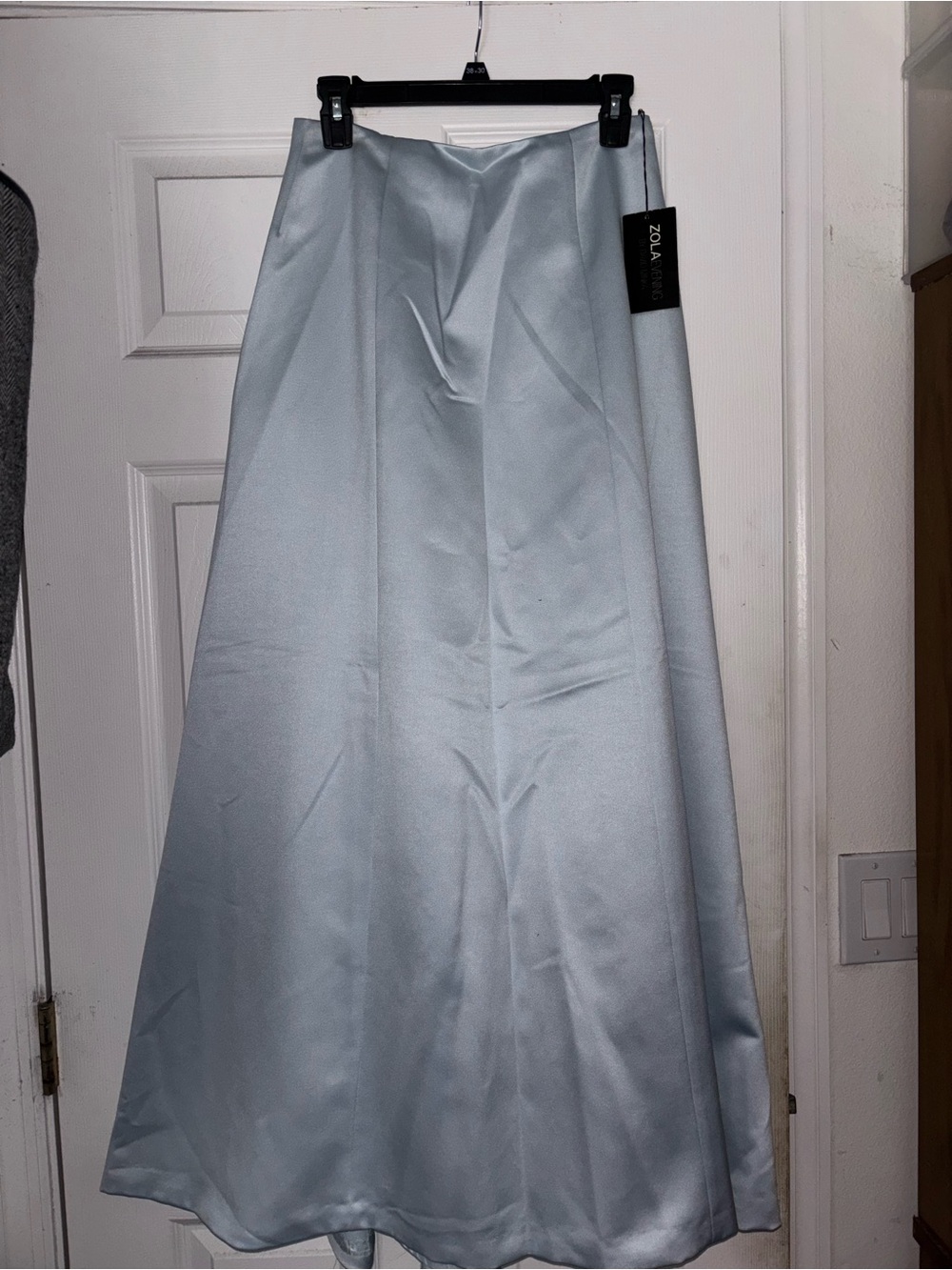Pale Blue Satin Maxi Skirt - Picture 1 of 3